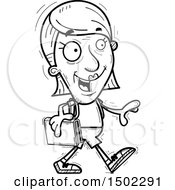 Clipart Of A Black And White Walking Senior Female Community College Student Royalty Free Vector Illustration