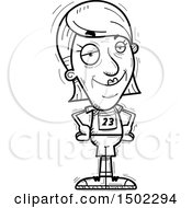 Clipart Of A Black And White Confident Senior Female Track And Field Athlete Royalty Free Vector Illustration