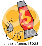 Silver Lava Lamp With Red Oil And Orange Wax Clipart Illustration