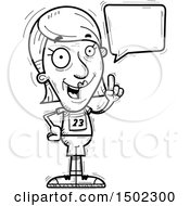 Clipart Of A Black And White Talking Senior Female Track And Field Athlete Royalty Free Vector Illustration