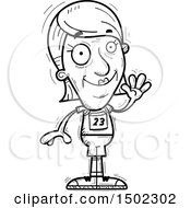Clipart Of A Black And White Waving Senior Female Track And Field Athlete Royalty Free Vector Illustration