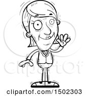 Clipart Of A Black And White Waving Senior Business Woman Royalty Free Vector Illustration