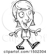 Clipart Of A Black And White Walking Senior Business Woman Royalty Free Vector Illustration