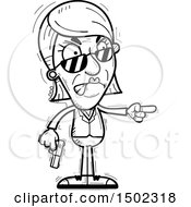 Clipart Of A Black And White Mad Pointing Senior Woman Secret Service Agent Royalty Free Vector Illustration