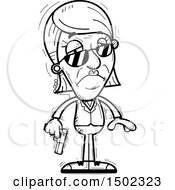 Clipart Of A Black And White Sad Senior Woman Secret Service Agent Royalty Free Vector Illustration