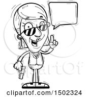 Clipart Of A Black And White Talking Senior Woman Secret Service Agent Royalty Free Vector Illustration