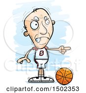 Clipart Of A Mad Pointing White Senior Male Basketball Player Royalty Free Vector Illustration