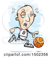 Poster, Art Print Of Tired Running White Senior Male Basketball Player