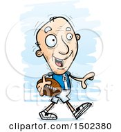 Clipart Of A Walking White Senior Male Football Player Royalty Free Vector Illustration