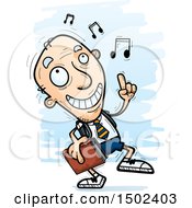 Clipart Of A White Senior Male College Student Doing A Happy Dance Royalty Free Vector Illustration