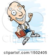 Clipart Of A Jumping White Senior Male College Student Royalty Free Vector Illustration