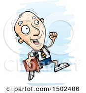 Clipart Of A Running White Senior Male College Student Royalty Free Vector Illustration