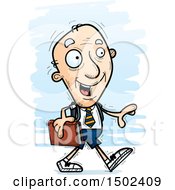 Clipart Of A Walking White Senior Male College Student Royalty Free Vector Illustration