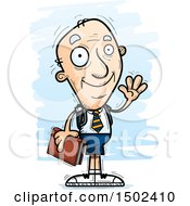 Clipart Of A Waving White Senior Male College Student Royalty Free Vector Illustration