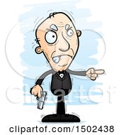 Clipart Of A Mad Pointing Caucasian Senior Male Spy Royalty Free Vector Illustration