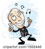 Clipart Of A Happy Dancing Caucasian Senior Male Spy Royalty Free Vector Illustration