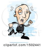 Clipart Of A Tired Running Caucasian Senior Male Spy Royalty Free Vector Illustration