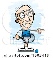 Clipart Of A Mad Pointing Caucasian Senior Man Racquetball Player Royalty Free Vector Illustration