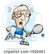 Clipart Of A Tired Caucasian Senior Man Racquetball Player Royalty Free Vector Illustration