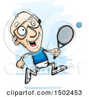 Clipart Of A Running Caucasian Senior Man Racquetball Player Royalty Free Vector Illustration