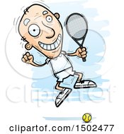Poster, Art Print Of Jumping Caucasian Senior Male Tennis Player