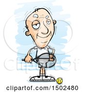 Clipart Of A Confident Caucasian Senior Male Tennis Player Royalty Free Vector Illustration