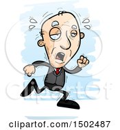 Clipart Of A Tired Running Caucasian Senior Business Man Royalty Free Vector Illustration