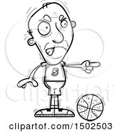 Clipart Of A Mad Pointing Senior Male Basketball Player Royalty Free Vector Illustration