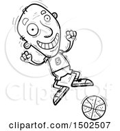 Clipart Of A Jumping Senior Male Basketball Player Royalty Free Vector Illustration