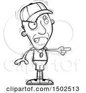 Clipart Of A Mad Pointing Senior Male Coach Royalty Free Vector Illustration