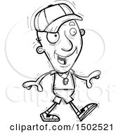 Clipart Of A Walking Senior Male Coach Royalty Free Vector Illustration