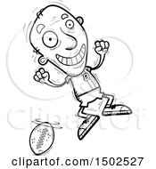 Clipart Of A Jumping Senior Male Football Player Royalty Free Vector Illustration
