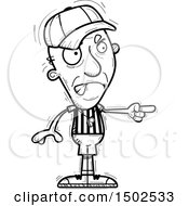Clipart Of A Mad Pointing Senior Male Referee Royalty Free Vector Illustration