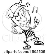 Clipart Of A Senior Male Referee Doing A Happy Dance Royalty Free Vector Illustration