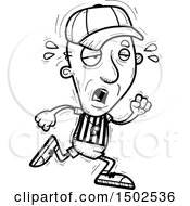 Clipart Of A Tired Running Senior Male Referee Royalty Free Vector Illustration