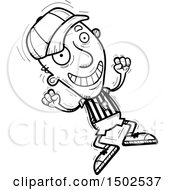 Clipart Of A Jumping Senior Male Referee Royalty Free Vector Illustration