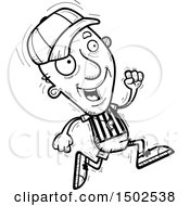 Clipart Of A Running Senior Male Referee Royalty Free Vector Illustration