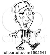 Clipart Of A Walking Senior Male Referee Royalty Free Vector Illustration