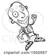 Clipart Of A Jumping Senior Male College Student Royalty Free Vector Illustration