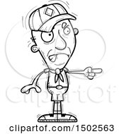 Clipart Of A Mad Pointing Senior Male Scout Royalty Free Vector Illustration