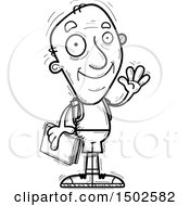 Clipart Of A Waving Senior Male Community College Student Royalty Free Vector Illustration