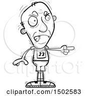 Clipart Of A Mad Pointing Senior Male Track And Field Athlete Royalty Free Vector Illustration