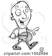 Clipart Of A Walking Senior Male Tennis Player Royalty Free Vector Illustration