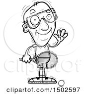 Clipart Of A Waving Senior Man Racquetball Player Royalty Free Vector Illustration