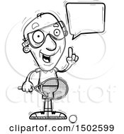 Clipart Of A Talking Senior Man Racquetball Player Royalty Free Vector Illustration