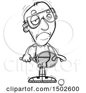 Clipart Of A Sad Senior Man Racquetball Player Royalty Free Vector Illustration
