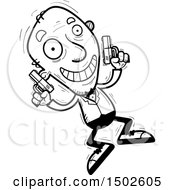 Clipart Of A Jumping Senior Male Spy Royalty Free Vector Illustration
