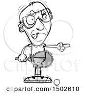 Clipart Of A Mad Pointing Senior Man Racquetball Player Royalty Free Vector Illustration