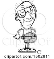 Clipart Of A Confident Senior Man Badminton Player Royalty Free Vector Illustration