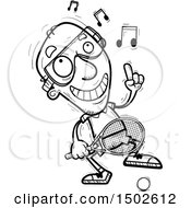 Clipart Of A Happy Dancing Senior Man Racquetball Player Royalty Free Vector Illustration